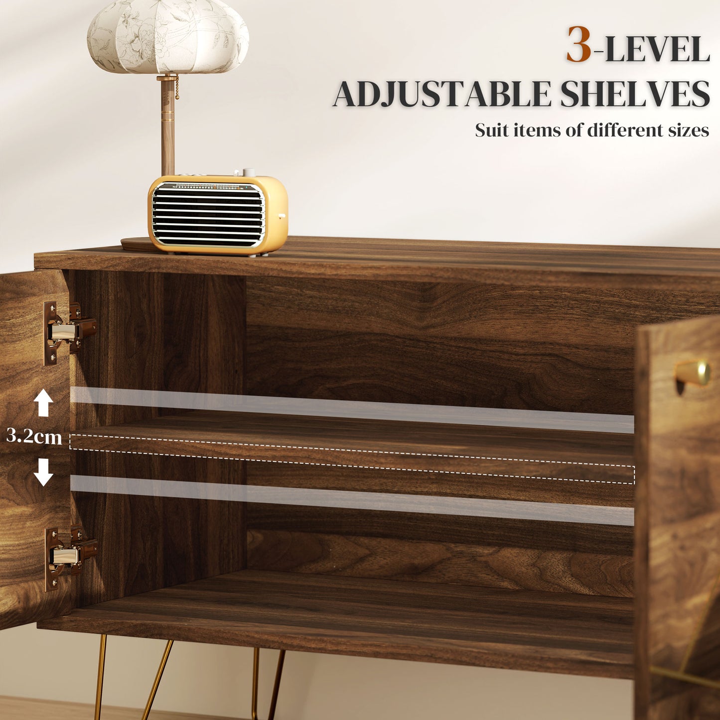 TV Stand Cabinet 130cm TV Unit w/ Adjustable Shelves for Living Room