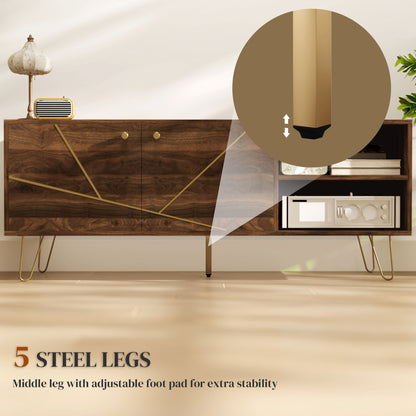 TV Stand Cabinet 130cm TV Unit w/ Adjustable Shelves for Living Room