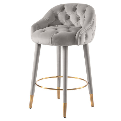 Sophia Counter Stool - Grey - Brass Caps