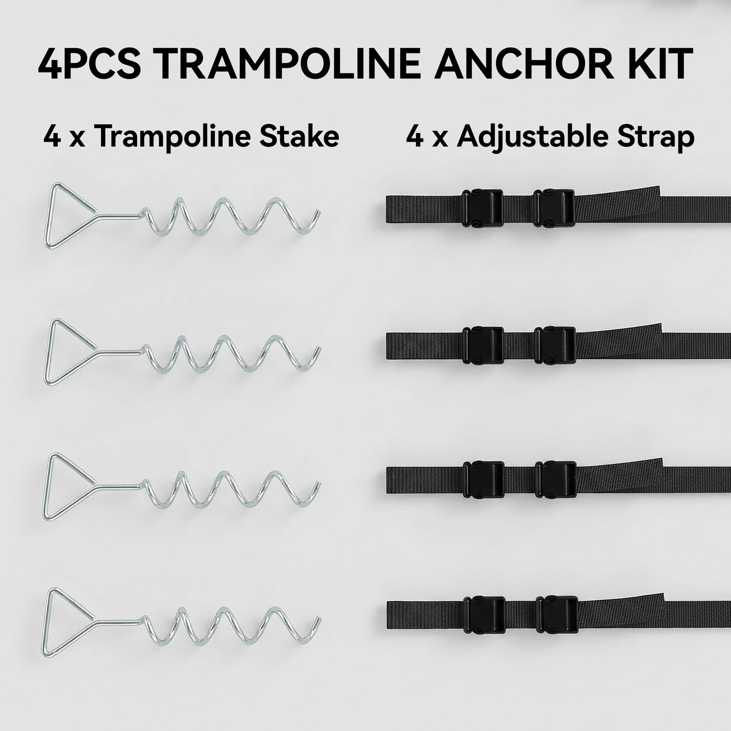4Pcs Trampoline Anchor Kit, 32 cm Galvanised Trampoline Stakes
