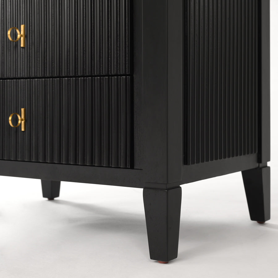 Heidi Black Bedside Table Brass/Silver