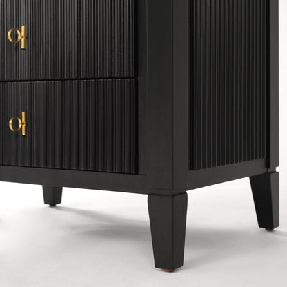 Heidi Black Bedside Table Brass/Silver