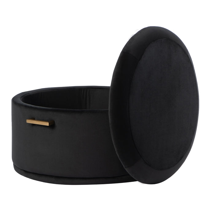 Aria Brass Coffee Table and Storage Ottoman Black - Set