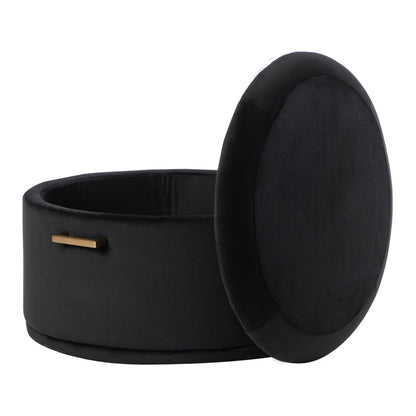 Aria Brass Coffee Table and Storage Ottoman Black - Set