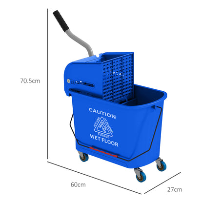 20L Mop Bucket with Wringer Handle on Wheels for Floor Cleaning Blue