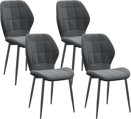 Set of Four Flannel Relaxed Tub Dining Chairs - Grey