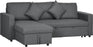 Corner Sofa Bed with Storage, 3 Seater Pull Out Sofa Bed, Convertible L Shape Sofa Couch with Reversible Chaise Lounge for Living Room, Dark Grey