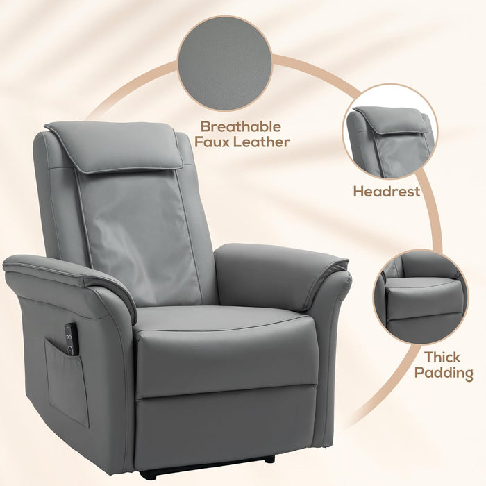 3D Kneading Massage Recliner Chair with Headrest, Breathable Leather Recliner Armchair