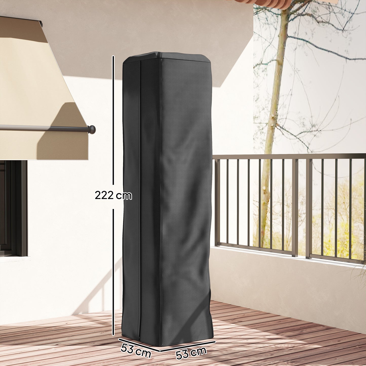 Heavy Duty Gas Pyramid Outdoor Patio Heater Cover, Black