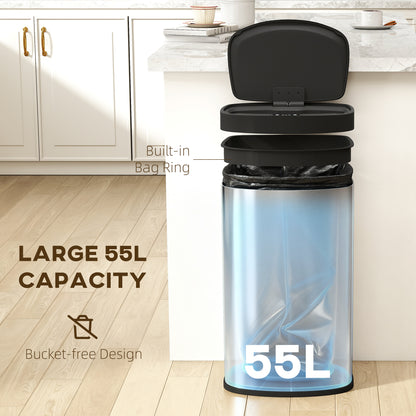 Automatic Kitchen Bin with Soft-Close Lid, 55L Sensor Wastebasket