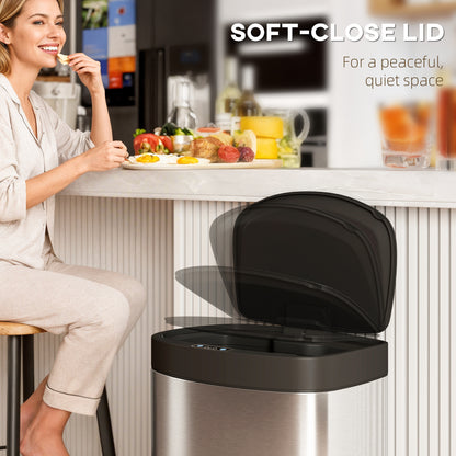 Automatic Kitchen Bin with Soft-Close Lid, 55L Sensor Wastebasket