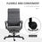 High-Back Home Office Chair, Linen Swivel Reclining Chair with Adjustable Height, Footrest and Padded Armrest for Living Room, Study, Grey