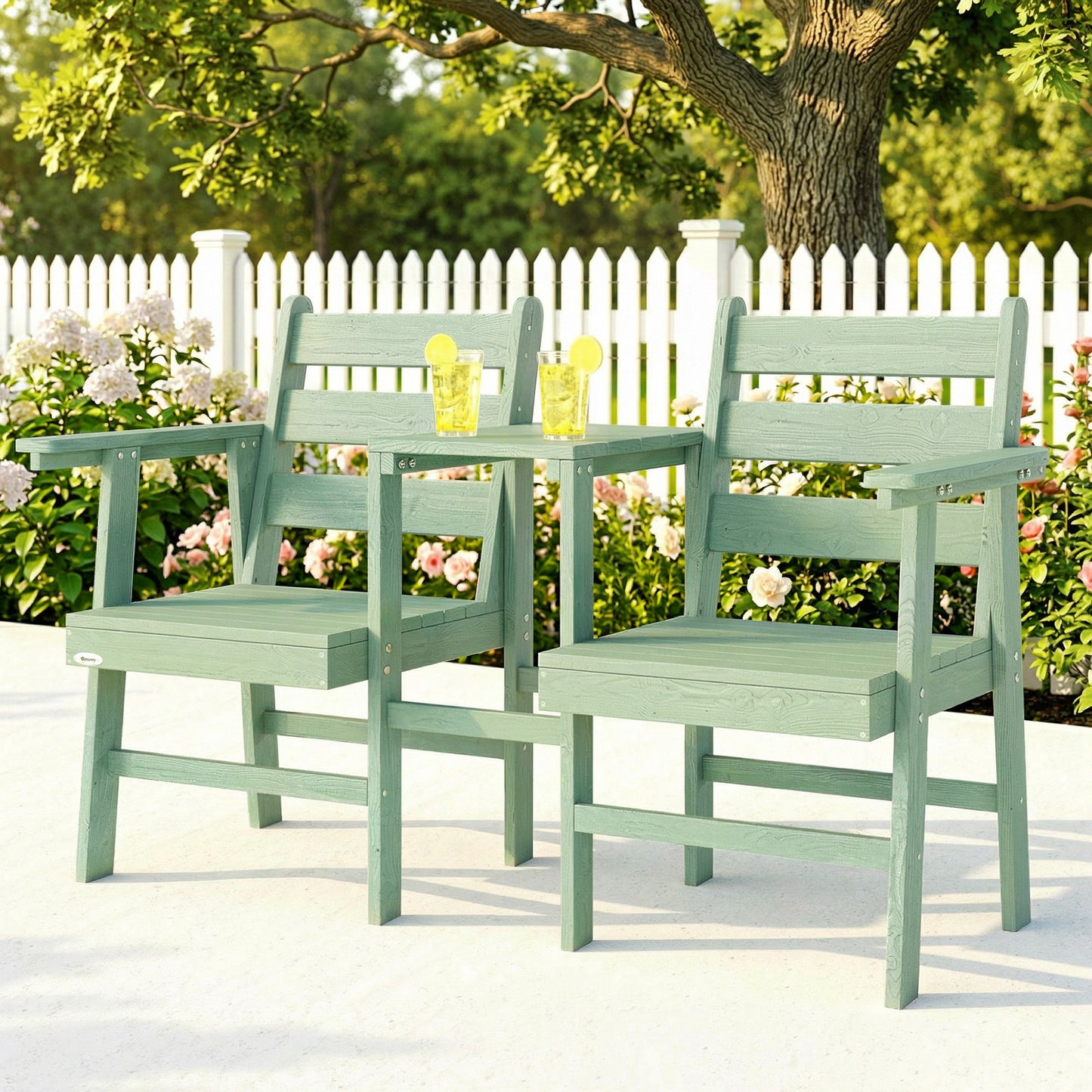 Garden Loveseat, Embossed Wood Jack and Jill Garden Seat, Green