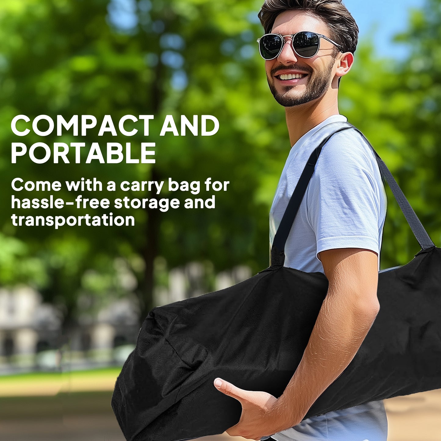 Set of 2 Padded Folding Picnic Chairs with Cooler Bag, Grey