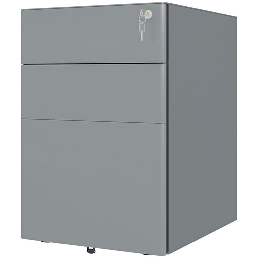 Lockable Cabinet, Rolling Filing Cabinet with 3 Drawers, Steel Office Drawer Unit for A4, Letter, Legal Sized Files