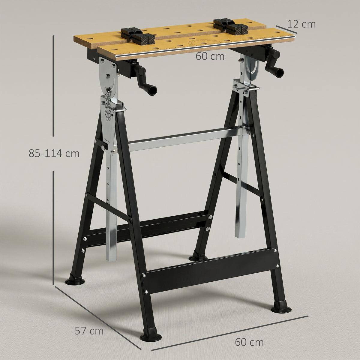Portable Folding Workbench with Adjustable Height & Angle, Beige