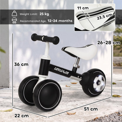 Balance Bike with 135° Steering Limit for Toddlers 1-2 Years, Black