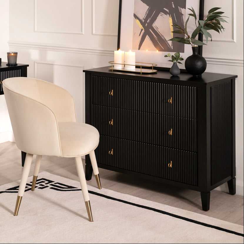 Heidi Black Chest of Drawers Brass/Silver