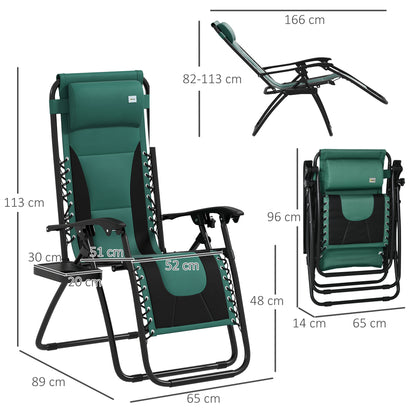 Zero Gravity Lounger Folding Recliner Chair w/ Cup Holder Green