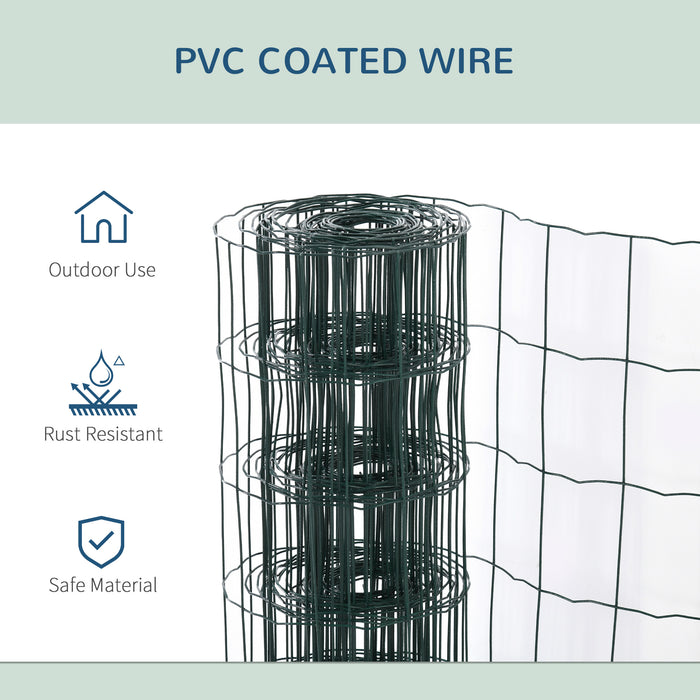 1m x 10m Chicken Wire Mesh, Foldable PVC Coated Welded Garden Fence, Roll Poultry Netting, for Rabbit, Green