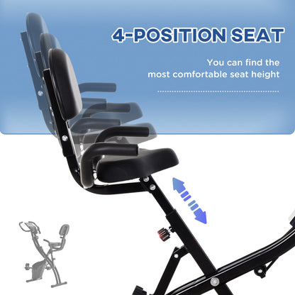 HOMCOM 2-in-1 Foldable Exercise Bike Recumbent Stationary Bike 8-Level Adjustable Magnetic Resistance with Pulse Sensor LCD Display
