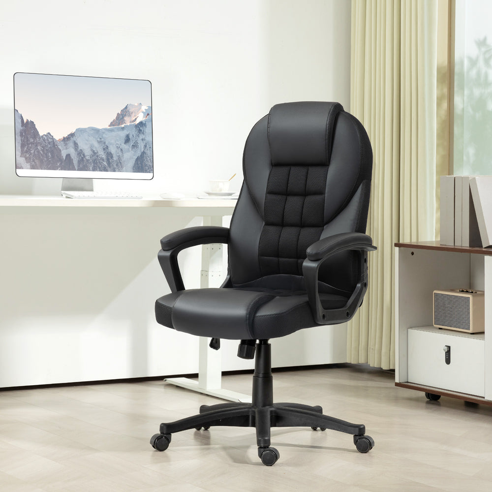 Executive Office Chair High Back Computer Chair with Armrests Black