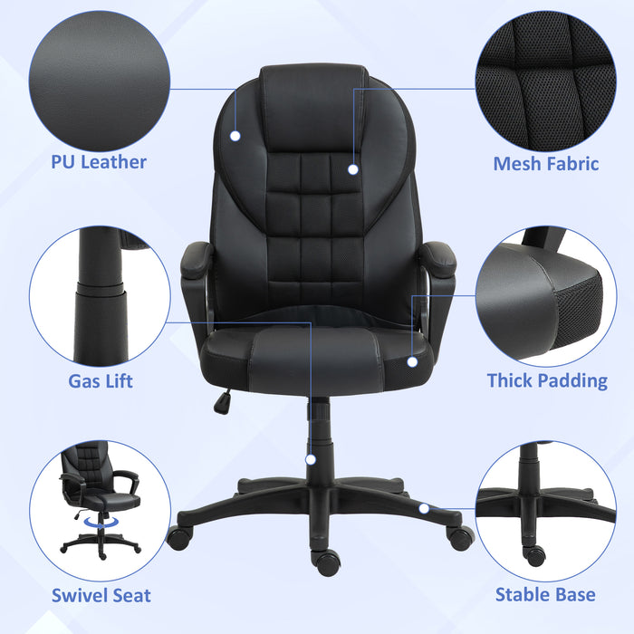 Executive Office Chair High Back Computer Chair with Armrests Black