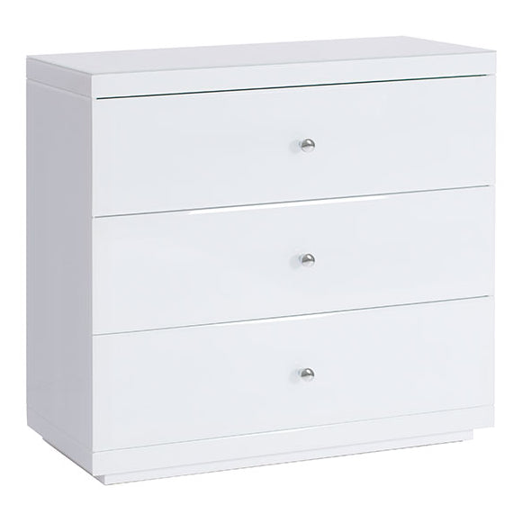 Pimlico White Glass Three Drawer Chest