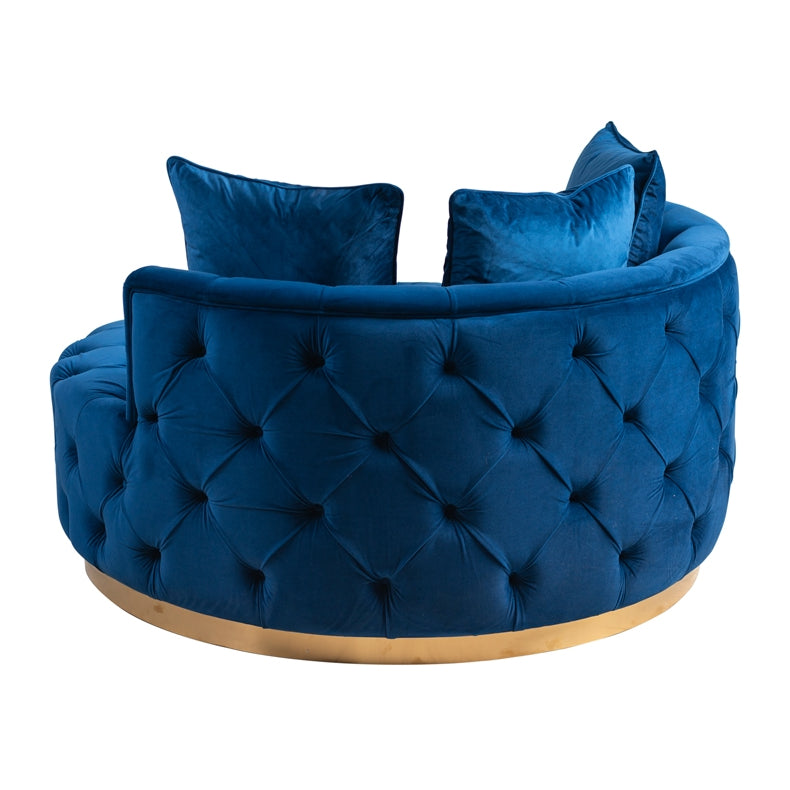 Frankfurt Loveseat - Navy Blue - Brass Base
