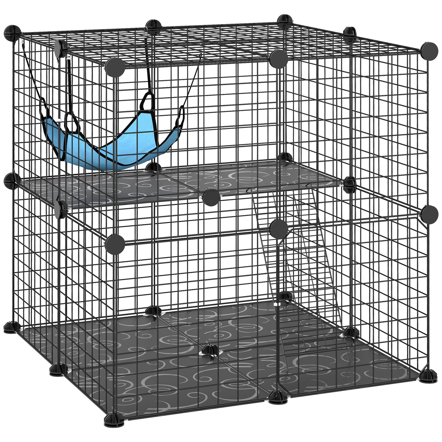 Indoor Cat Cage with DIY Customizable Design 70 cm Black