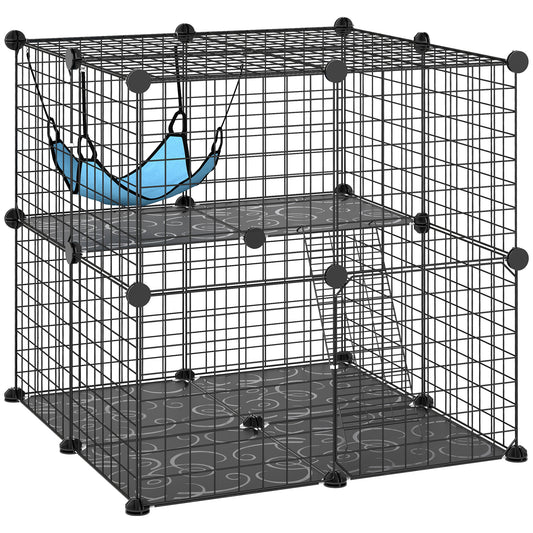 Indoor Cat Cage with DIY Customizable Design 70 cm Black