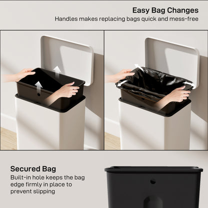 Pedal Bin with Soft-Close Lid, 20L Kitchen Bin for Home, Cream