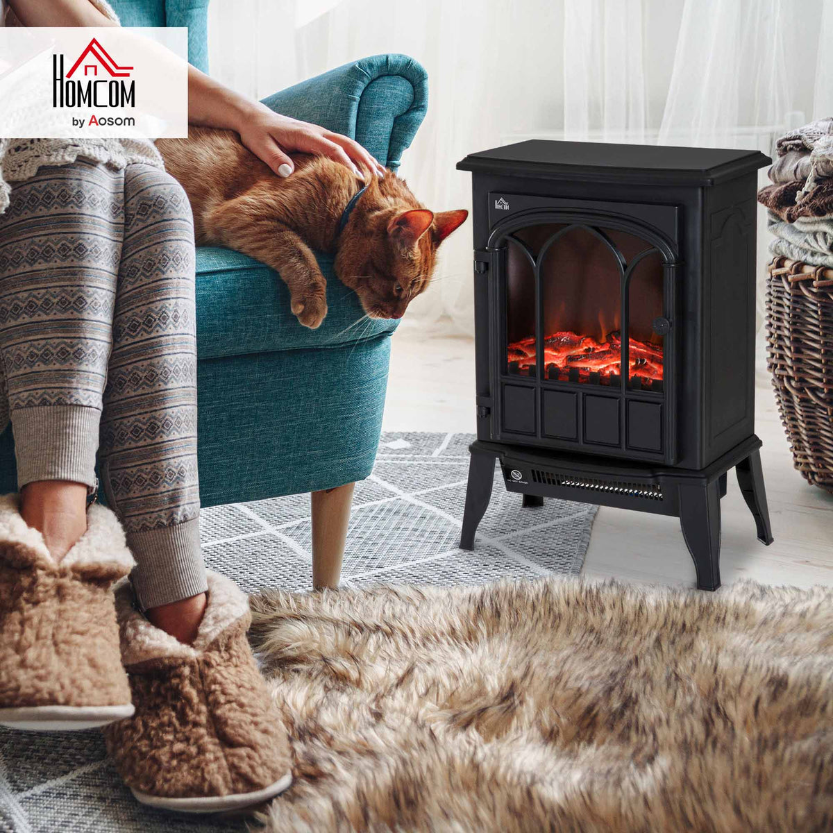 Electric Stove Heater LED Flame Effect 1000W/2000W