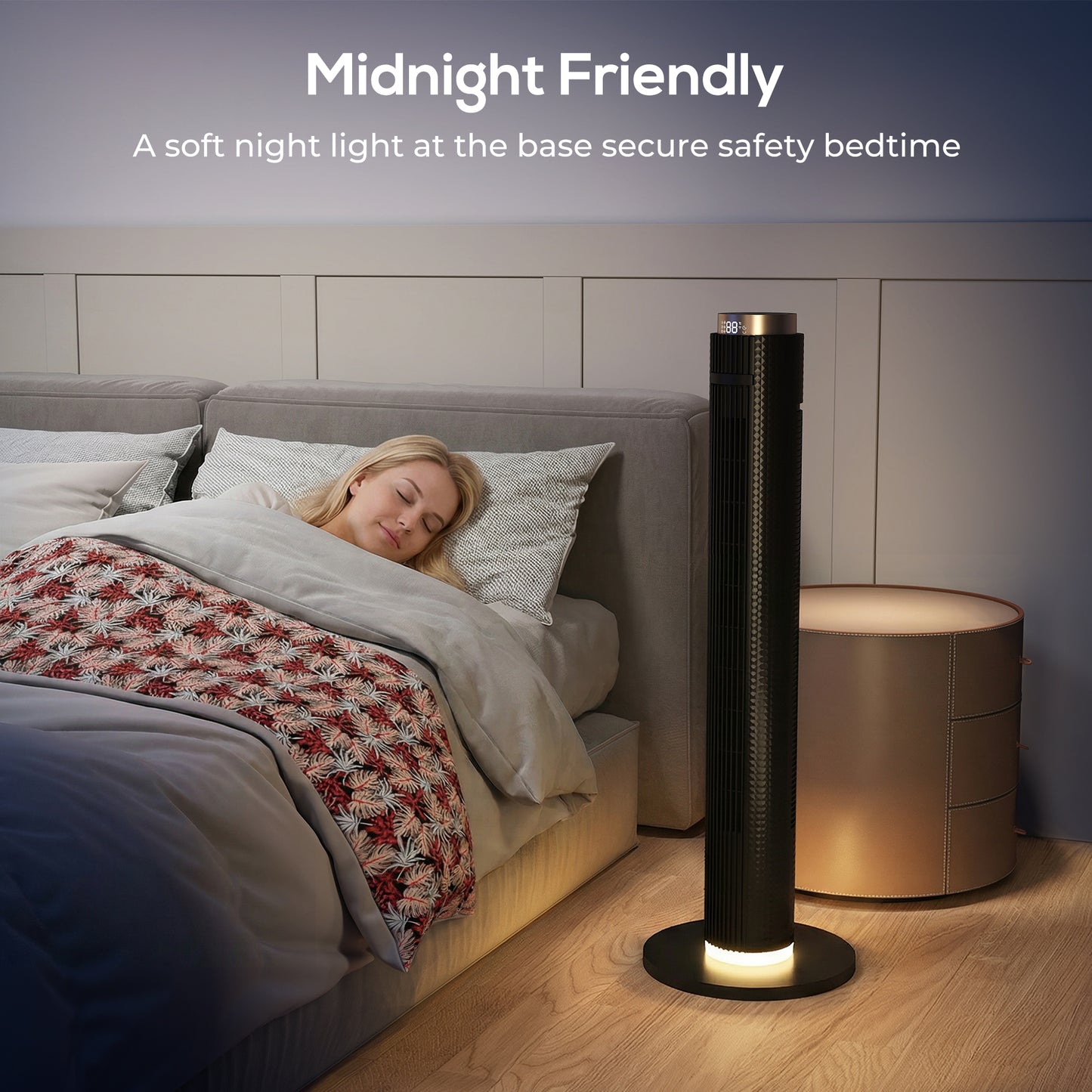 Tower Fan, Standing Floor Fan with Remote Control Black