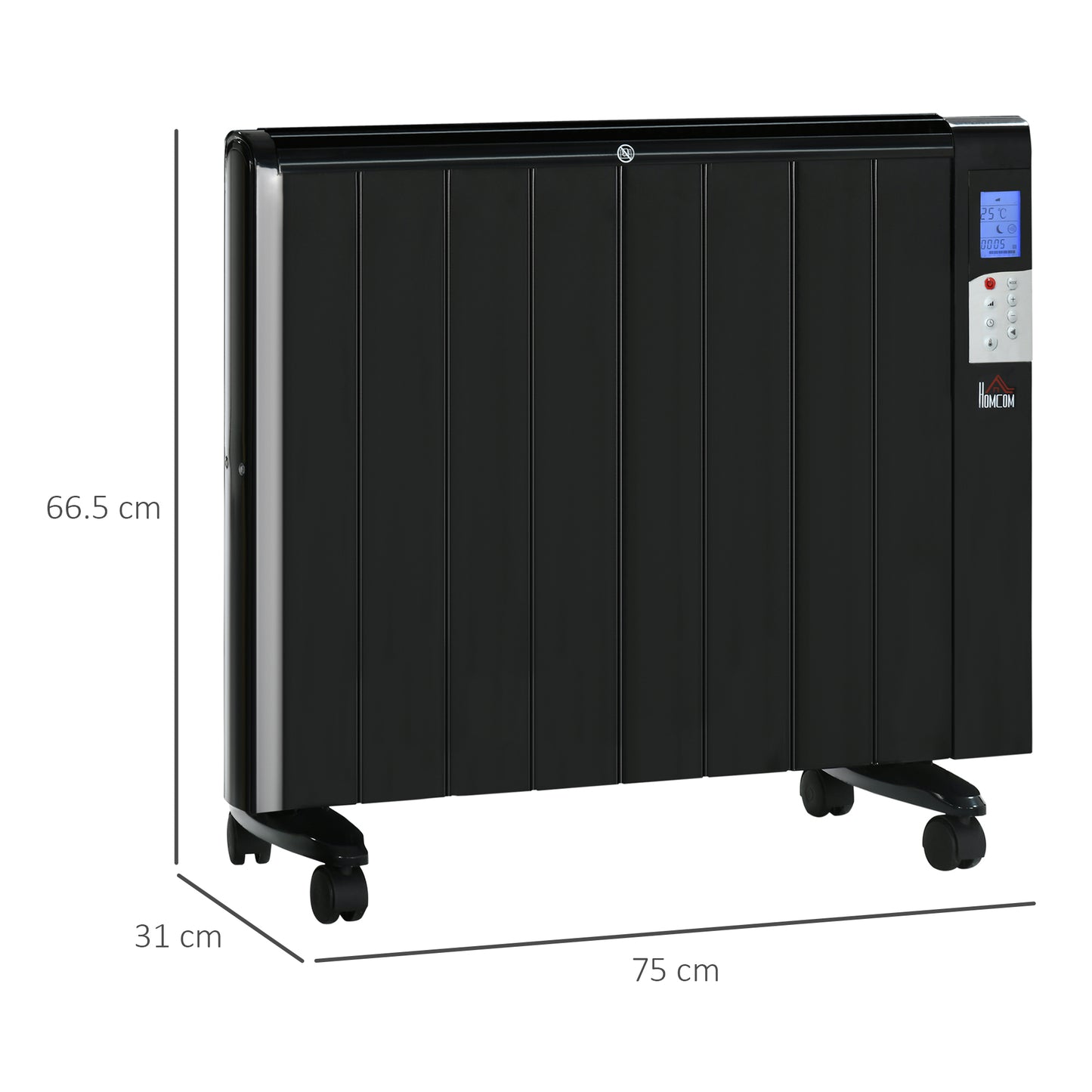 Convector Radiator Heater, Quiet Panel Heater, Freestanding or Wall-mounted Portable Electric Heater with Window Opening Detection Black