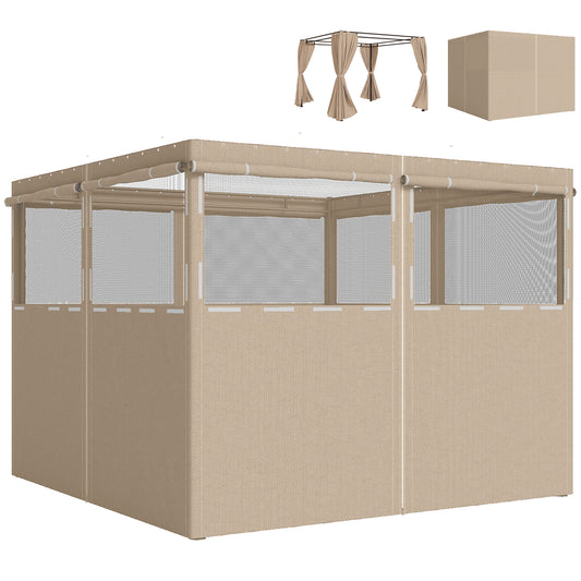 3 x 3 m Gazebo Replacement Curtains Privacy Panel Set, 4 Panels
