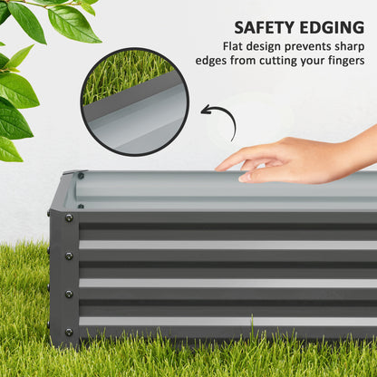 Set of 2 Raised Garden Bed Galvanised Planter Box, Light Grey