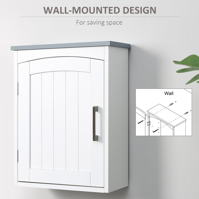 kleankin Wall Mounted Bathroom Cabinet with Adjustable Shelf, Light Grey