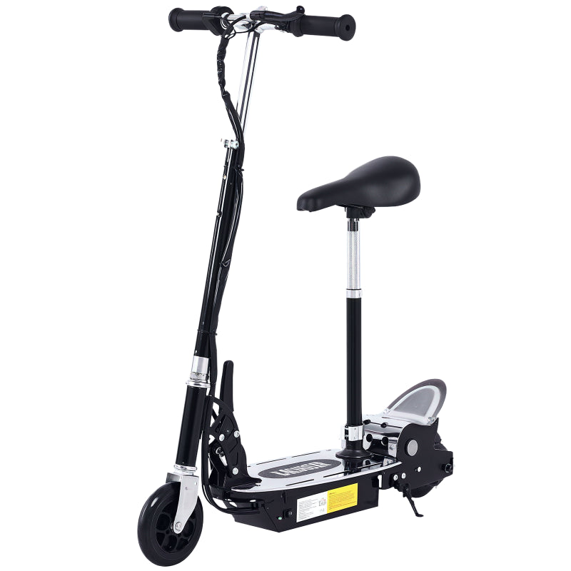 HOMCOM 120W Teens Foldable Kids Powered Scooters 24V Rechargeable Battery Adjustable Ride on Outdoor Toy (Black)