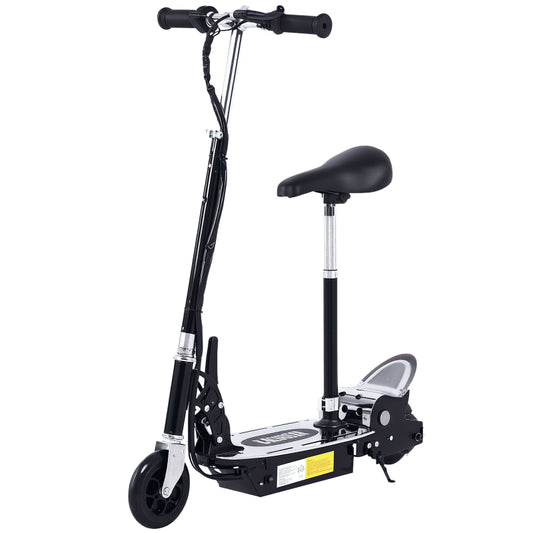 HOMCOM 120W Teens Foldable Kids Powered Scooters 24V Rechargeable Battery Adjustable Ride on Outdoor Toy (Black)