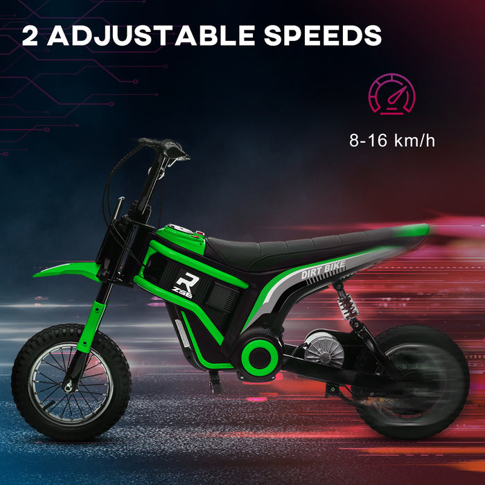 24V Kids Electric Motorbike with Twist Grip Throttle, Music, Horn - Green