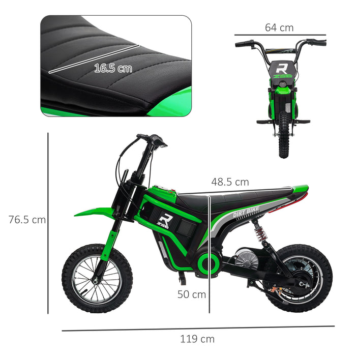 24V Kids Electric Motorbike with Twist Grip Throttle, Music, Horn - Green