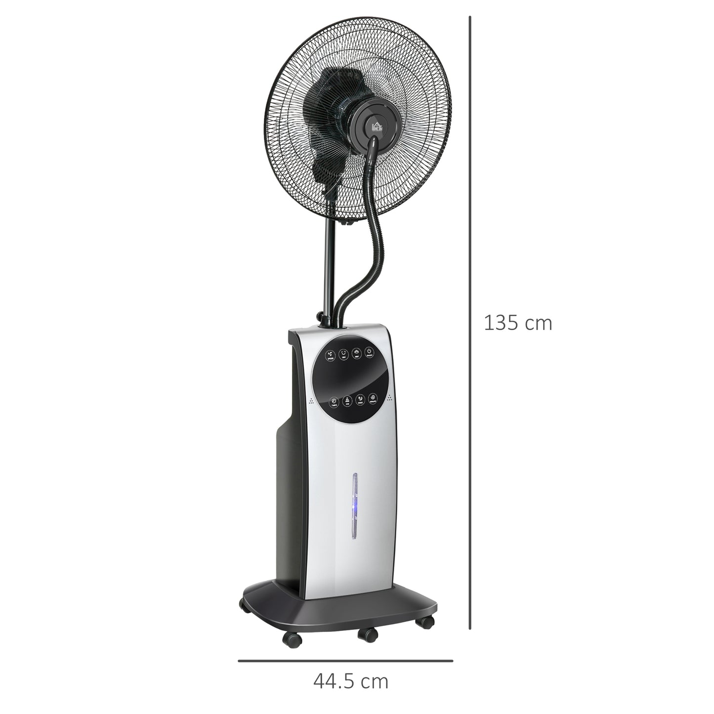 16" Pedestal Fan with Water Mist Spray Standing Fan, 3.1L Tank Black