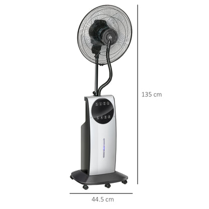 16" Pedestal Fan with Water Mist Spray Standing Fan, 3.1L Tank Black