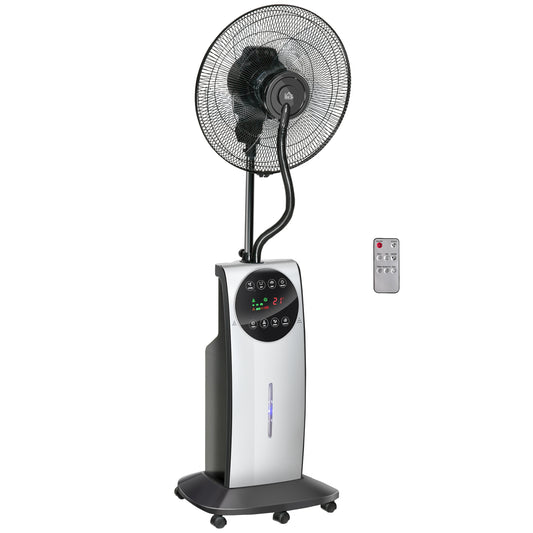 16" Pedestal Fan with Water Mist Spray Standing Fan, 3.1L Tank Black