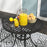 Cast Aluminium Bistro Table with Umbrella Hole, 85cm Round Garden Table, Patio Table for Balcony, Poolside, Black