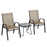 3PCs Bistro Set with Breathable Mesh Fabric Stackable Chairs Brown