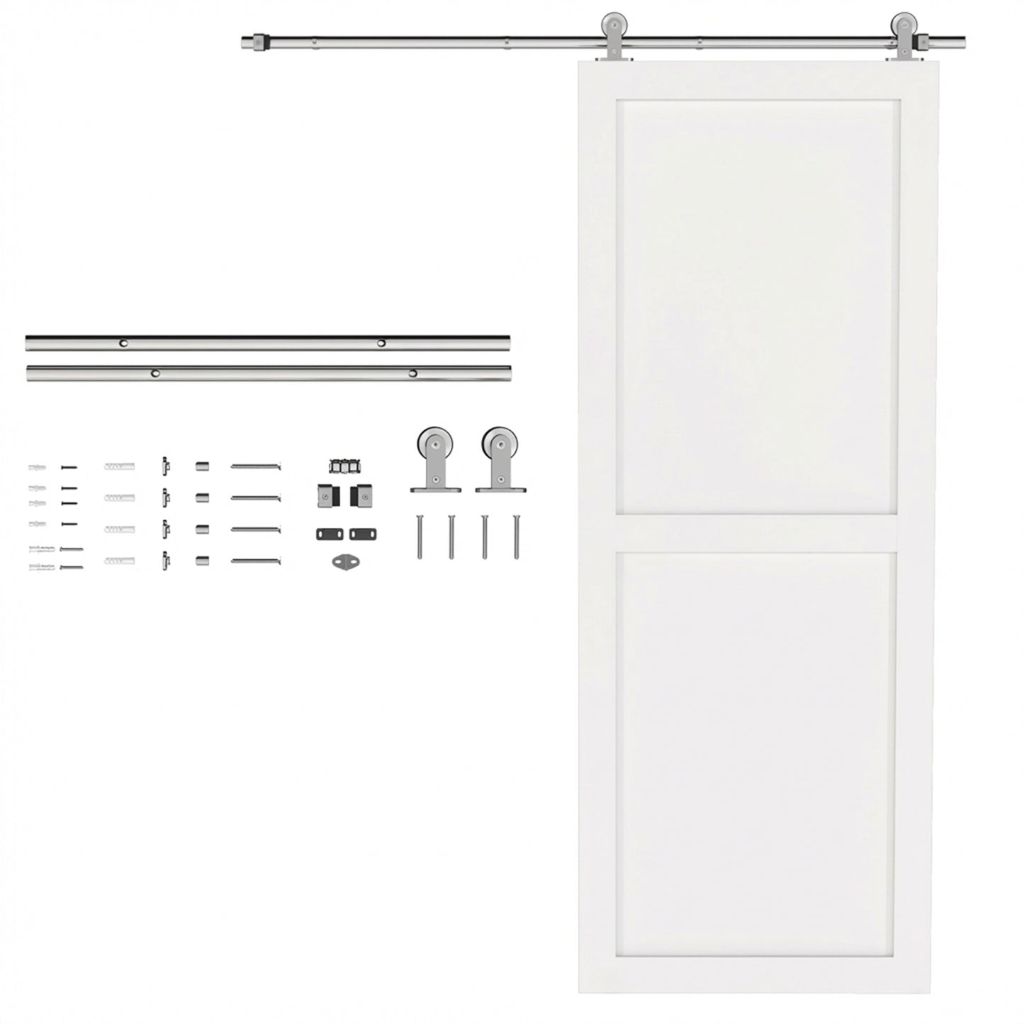 Sliding Door Hardware Kit Smooth Quiet 152cm Silver Tone