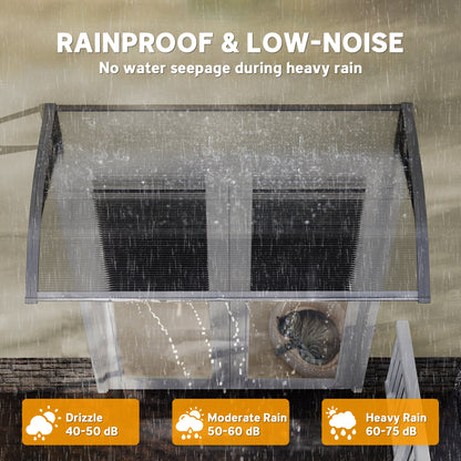Door Canopy Outdoor Awning Rain Shelter for Window Porch, Grey