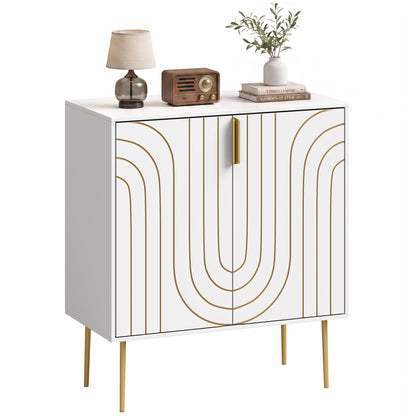 Modern Kitchen Cupboard with 2 Doors and Adjustable Shelf, White